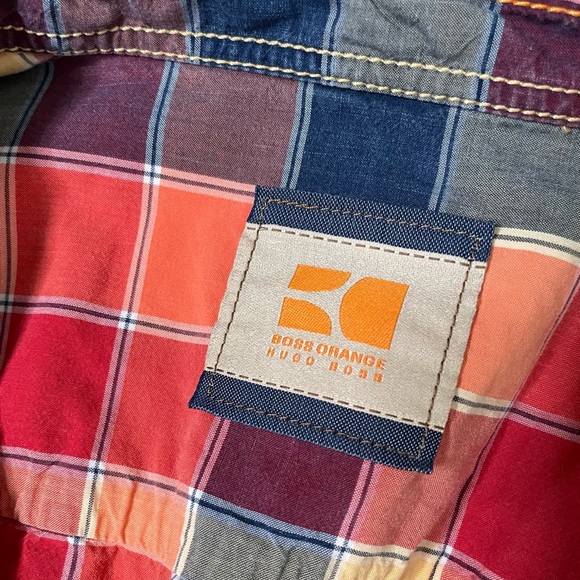 Hugo Boss mens checkered roll tab button down - Picture 7 of 9